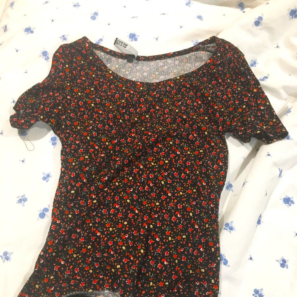 Rebel Sugar black floral top